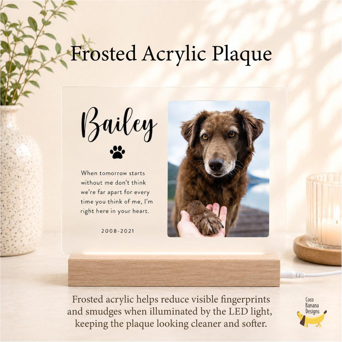 Personalized Pet Memorial Acrylic Plaque with Photo and Name